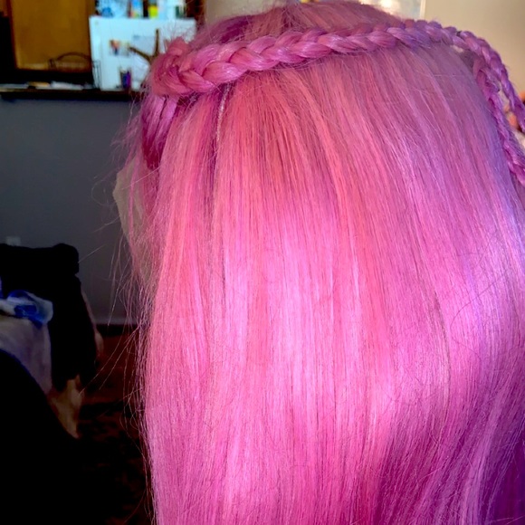 14 inch 12A lace front wig custom color lavender